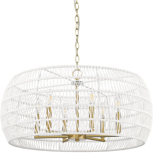 Ellie 6 Light 27.13 inch Modern Brushed Gold Chandelier Ceiling Light